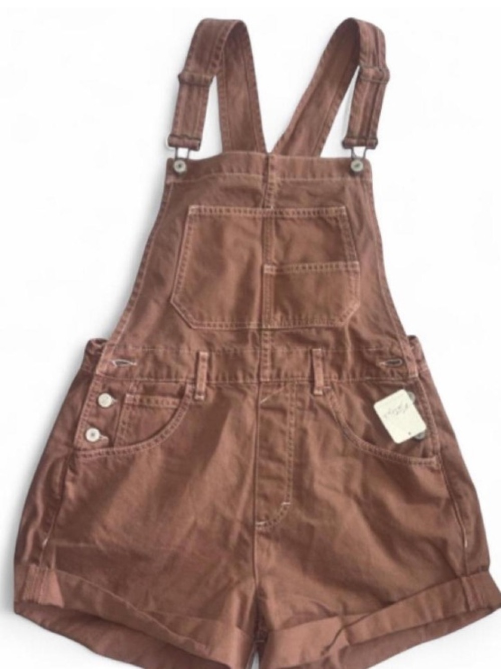 Free People Ziggy Shortalls NWT Rosewood Pink Denim Overalls Romper Size S - Picture 5 of 6